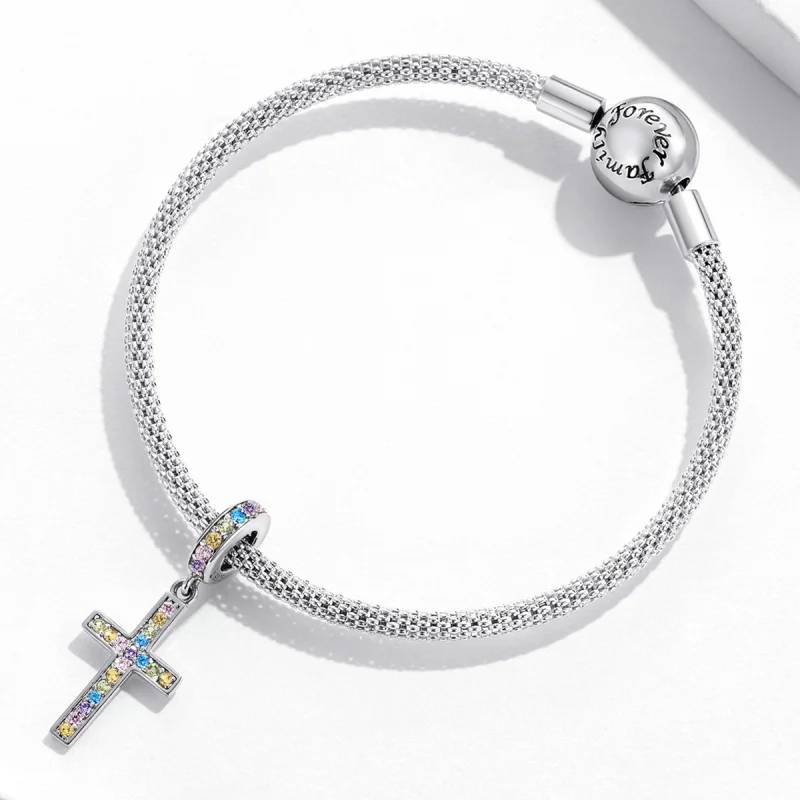 (imagem para) Pandora Style Colorful Cross Dangle - SCC2156 - Visualizar 3