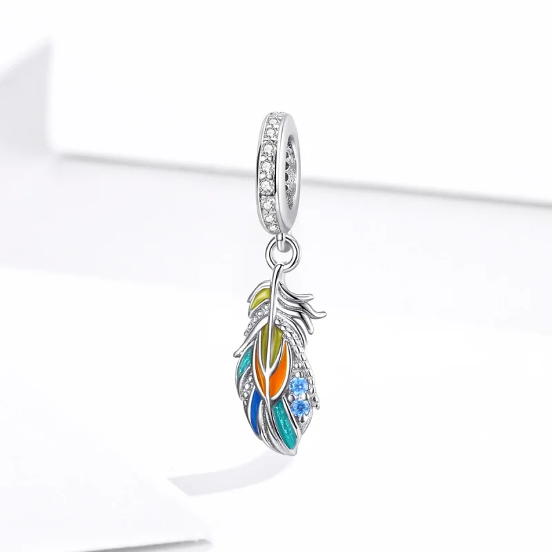 (imagem para) Pandora Style Colorful Feathers Dangle - BSC304 - Visualizar 2