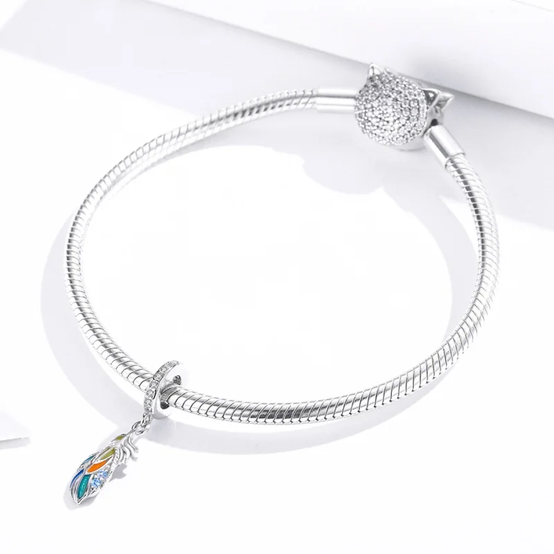 (imagem para) Pandora Style Colorful Feathers Dangle - BSC304 - Visualizar 3