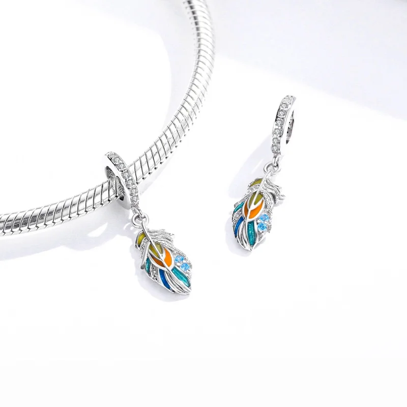 (imagem para) Pandora Style Colorful Feathers Dangle - BSC304 - Visualizar 4
