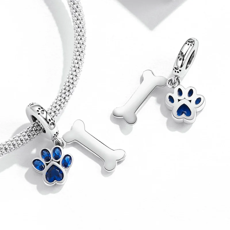 (imagem para) Pandora Style Dog Paw Bone Dangle - SCC2127 - Visualizar 4