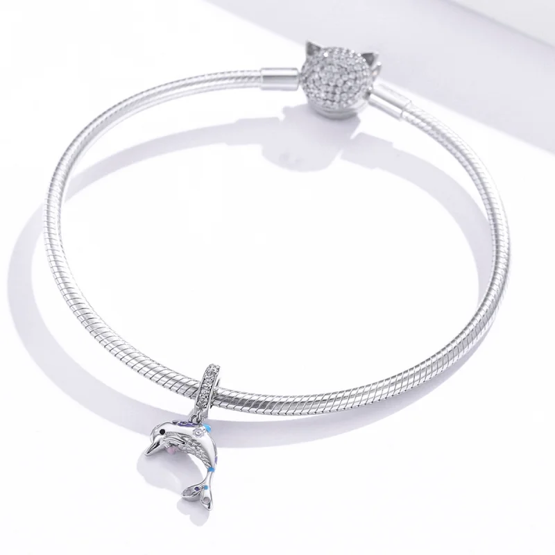 (imagem para) Pandora Style Dolphin Dangle - BSC159 - Visualizar 3