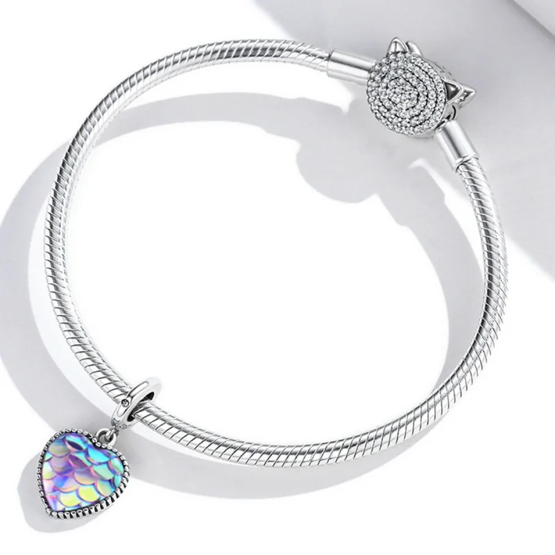 (imagem para) Pandora Style Fish Scale Heart Dangle - SCC2007 - Visualizar 3