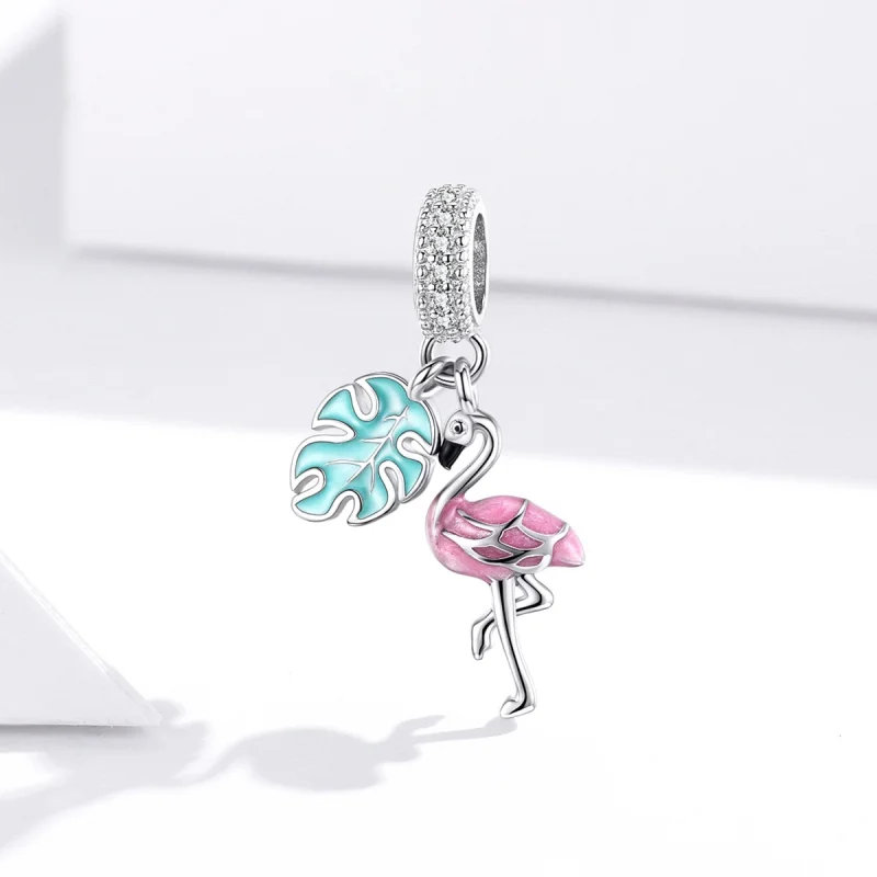(imagem para) Pandora Style Flamingo Dangle - BSC277 - Visualizar 2