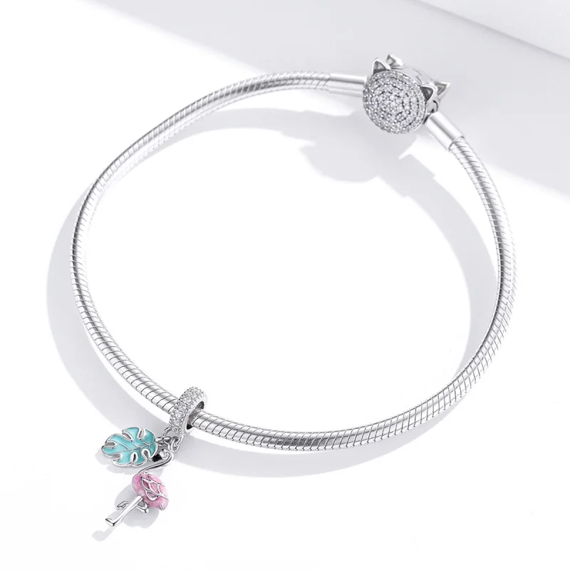 (imagem para) Pandora Style Flamingo Dangle - BSC277 - Visualizar 3