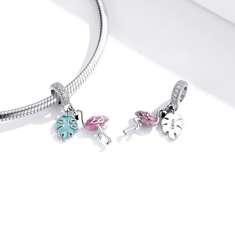 (imagem para) Pandora Style Flamingo Dangle - BSC277 - Visualizar 4