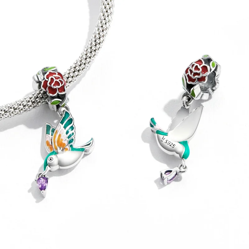 (imagem para) Pandora Style Flowers and Birds Dangle - SCC2195 - Visualizar 3