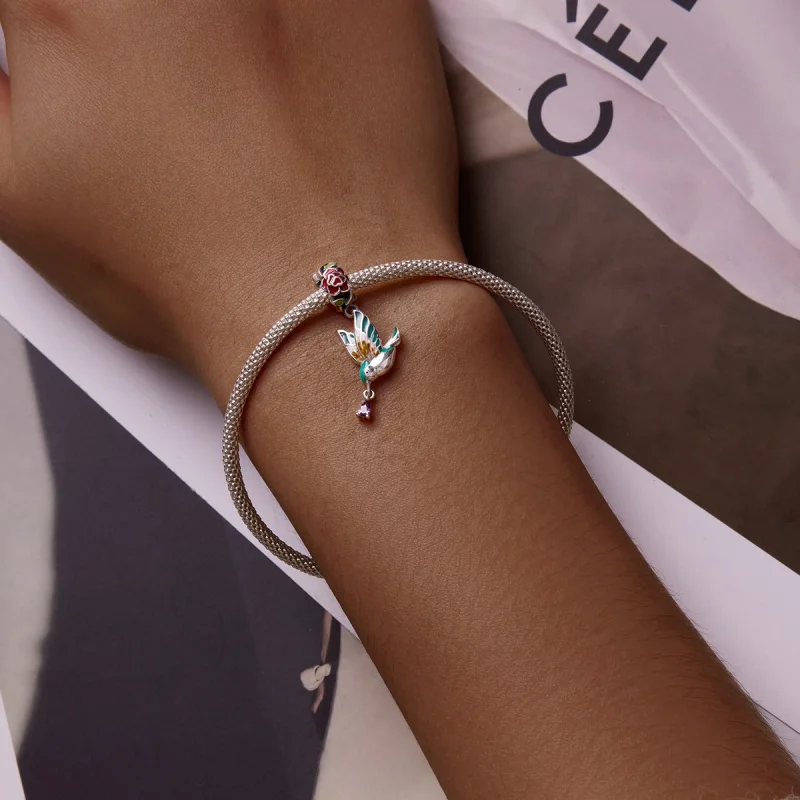 (imagem para) Pandora Style Flowers and Birds Dangle - SCC2195 - Visualizar 5