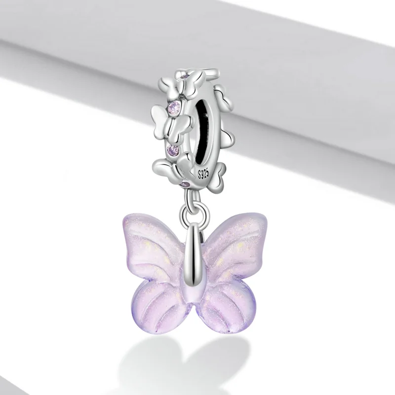 (imagem para) Pandora Style Glass Butterfly Dangle - SCC2087 - Visualizar 2