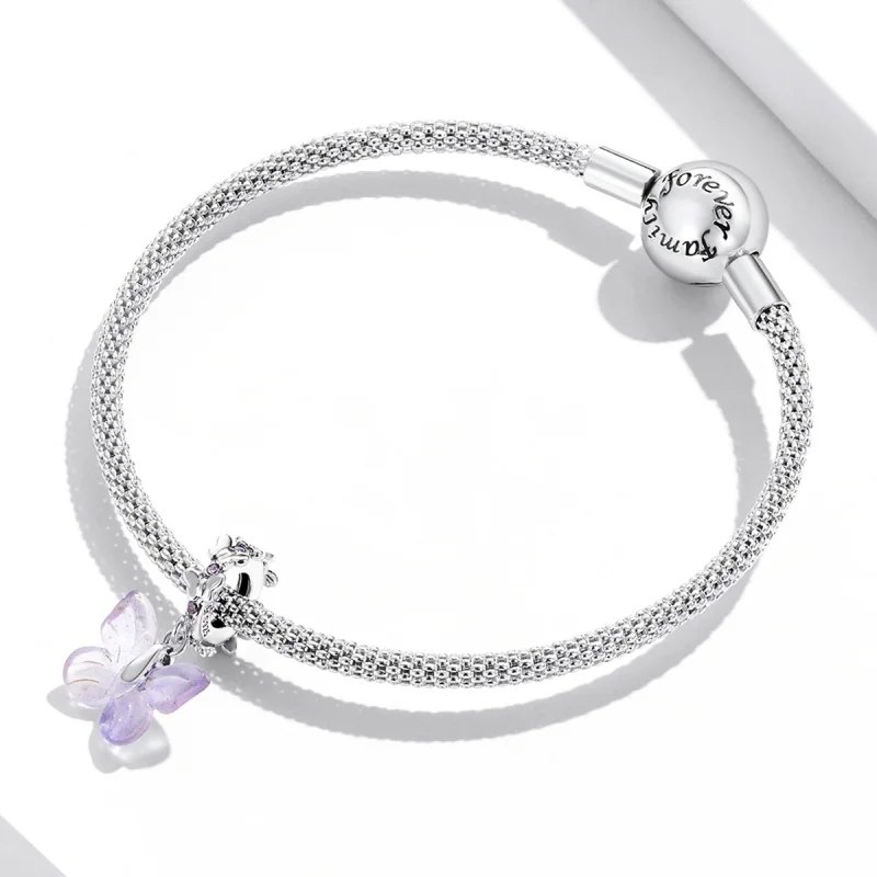 (imagem para) Pandora Style Glass Butterfly Dangle - SCC2087 - Visualizar 3