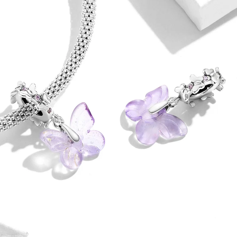 (imagem para) Pandora Style Glass Butterfly Dangle - SCC2087 - Visualizar 4