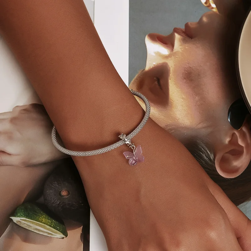 (imagem para) Pandora Style Glass Butterfly Dangle - SCC2087 - Visualizar 6