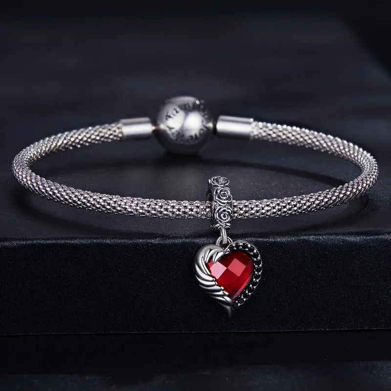 (imagem para) Pandora Style Heart of Roses Dangle - SCC2406 - Visualizar 3