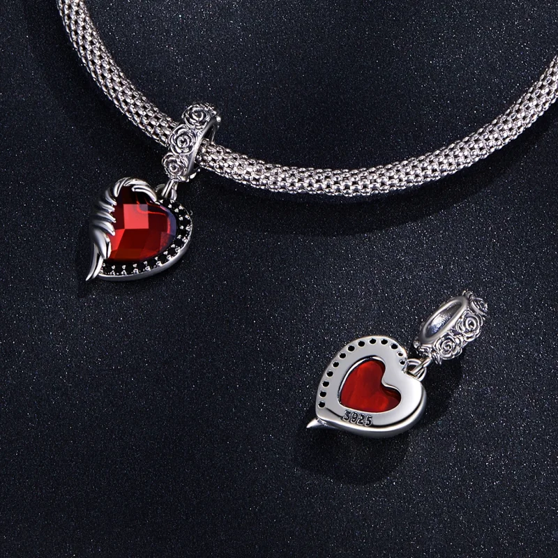 (imagem para) Pandora Style Heart of Roses Dangle - SCC2406 - Visualizar 4