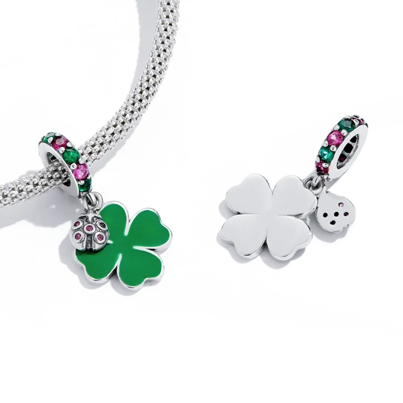 (imagem para) Pandora Style Ladybug Clover Dangle - SCC2187 - Visualizar 3