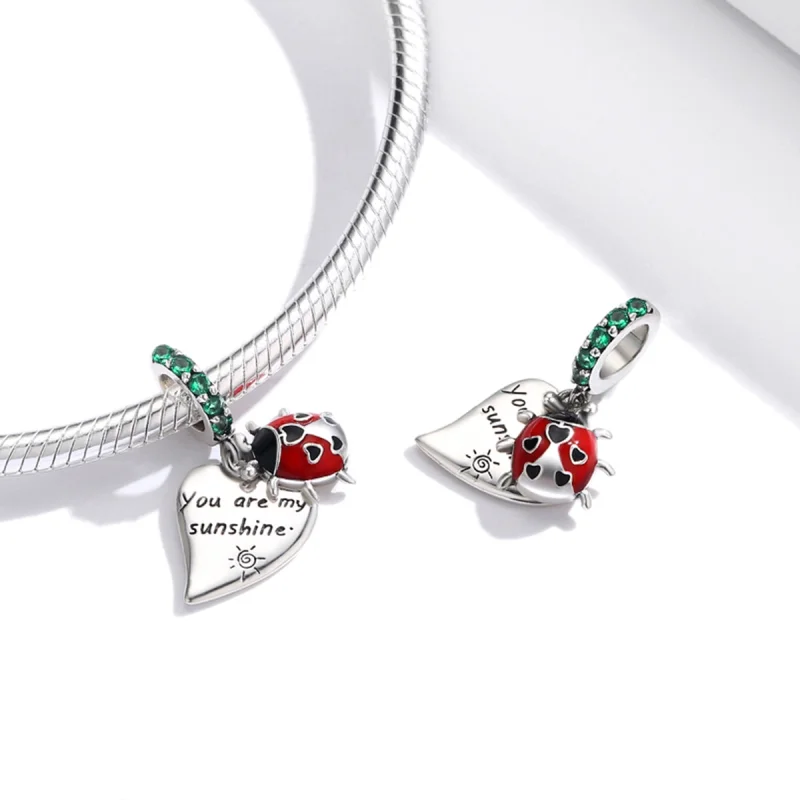 (imagem para) Pandora Style Ladybug with Leaves Dangle - BSC492 - Visualizar 4