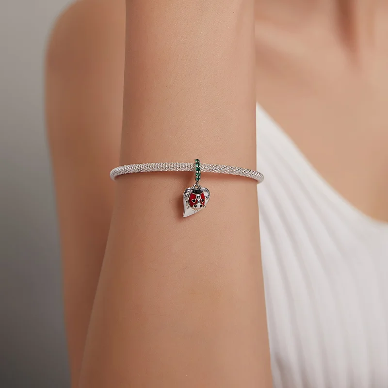 (imagem para) Pandora Style Ladybug with Leaves Dangle - BSC492 - Visualizar 5
