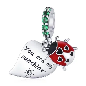 (imagem para) Pandora Style Ladybug with Leaves Dangle - BSC492