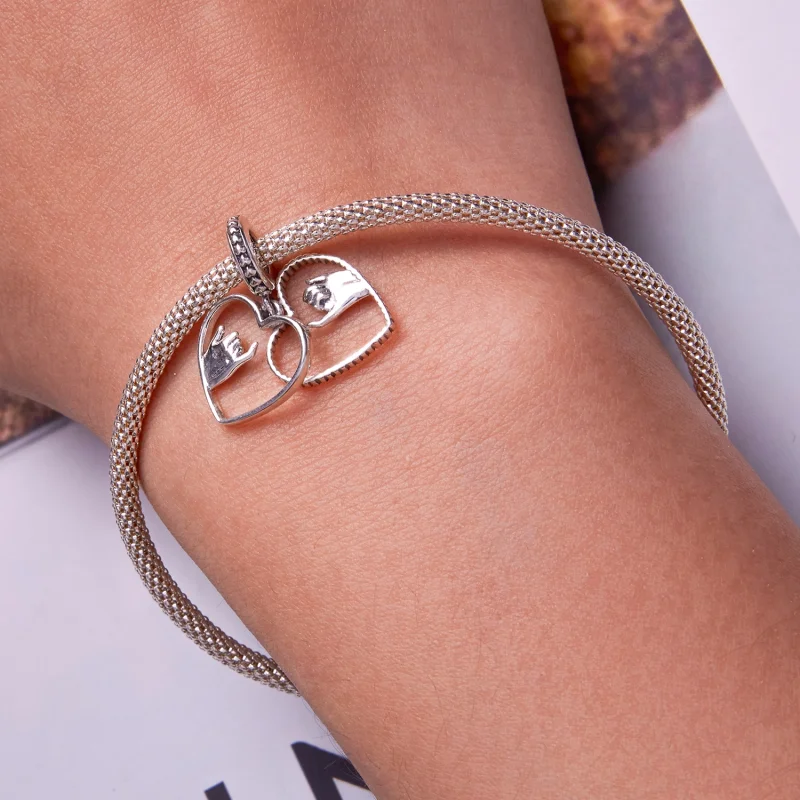 (imagem para) Pandora Style Love Hand In Hand Dangle - SCC2270 - Visualizar 6