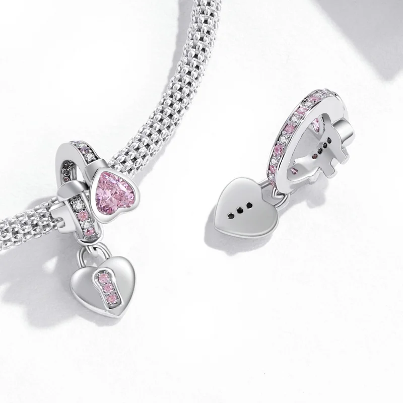 (imagem para) Pandora Style Love Lock Dangle - SCC2124 - Visualizar 4