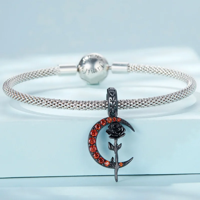 (imagem para) Pandora Style Moon Rose Dangle - SCC2384 - Visualizar 3