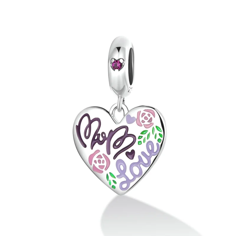 (imagem para) Pandora Style Mother's Day - Colorful Graffiti Hearts Dangle - BSC594 - Visualizar 2