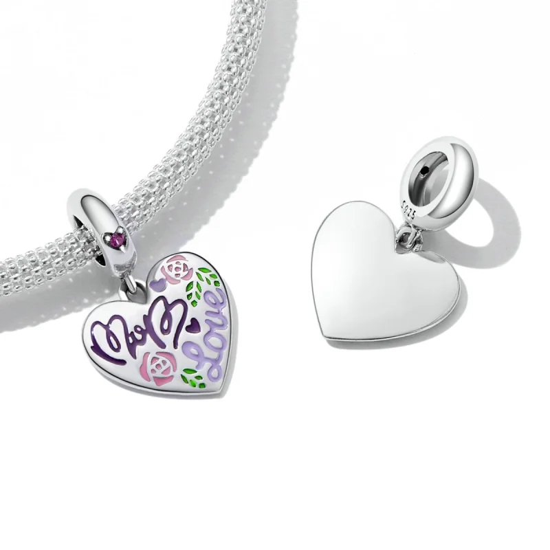 (imagem para) Pandora Style Mother's Day - Colorful Graffiti Hearts Dangle - BSC594 - Visualizar 4