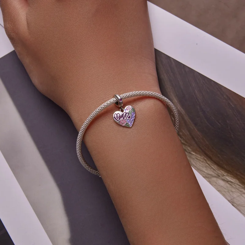 (imagem para) Pandora Style Mother's Day - Colorful Graffiti Hearts Dangle - BSC594 - Visualizar 6