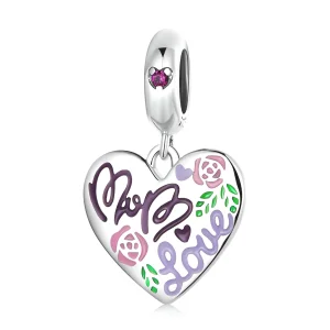 (imagem para) Pandora Style Mother's Day - Colorful Graffiti Hearts Dangle - BSC594