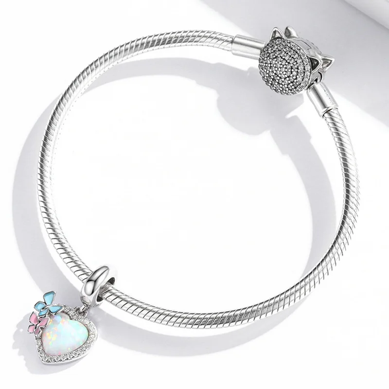 (imagem para) Pandora Style Opal Heart Butterfly Dangle - SCC2101 - Visualizar 3