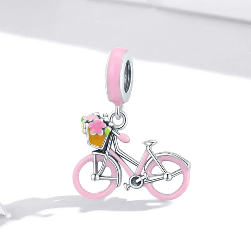 (imagem para) Pandora Style Pink Bicycle Dangle - SCC1975 - Visualizar 2