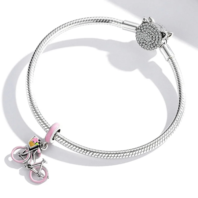 (imagem para) Pandora Style Pink Bicycle Dangle - SCC1975 - Visualizar 3