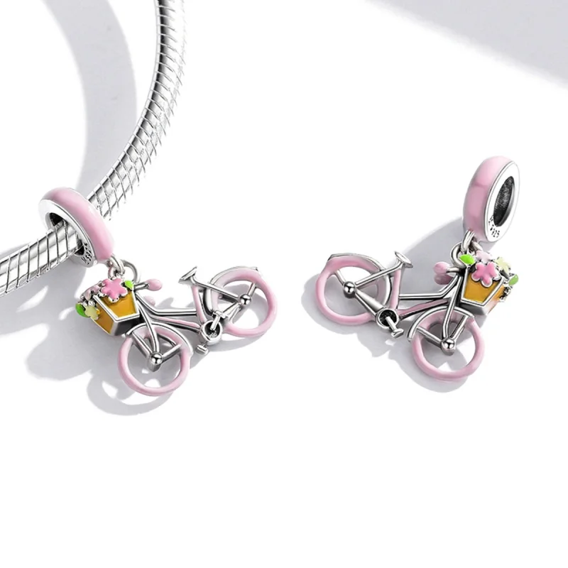 (imagem para) Pandora Style Pink Bicycle Dangle - SCC1975 - Visualizar 4