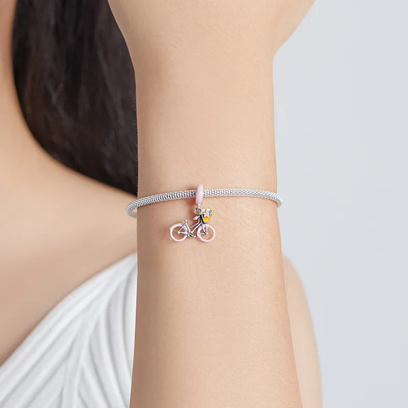 (imagem para) Pandora Style Pink Bicycle Dangle - SCC1975 - Visualizar 5