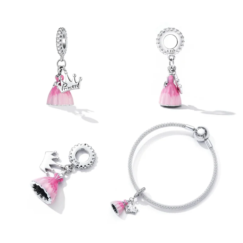 (imagem para) Pandora Style Princess Dress Crown Dangle - SCC2203 - Visualizar 3