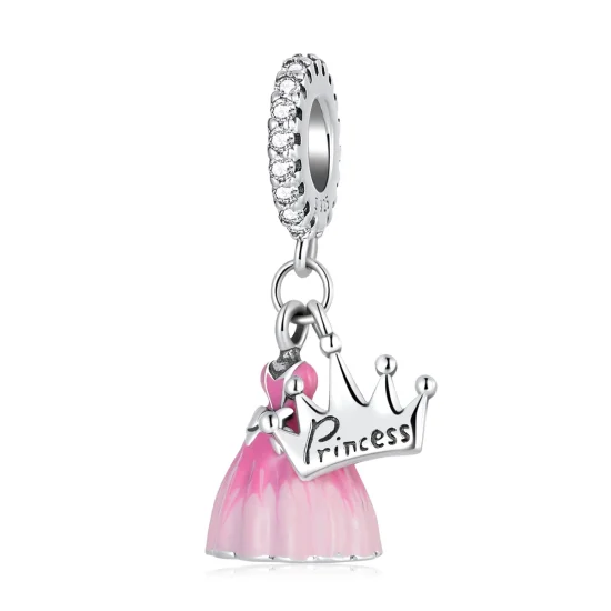 (imagem para) Pandora Style Princess Dress Crown Dangle - SCC2203