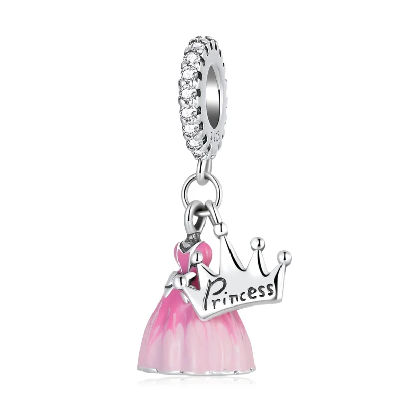 (imagem para) Pandora Style Princess Dress Crown Dangle - SCC2203