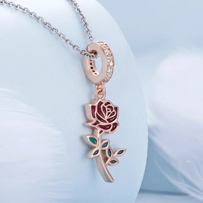 (imagem para) Pandora Style Red Rose Dangle - BSC642 - Visualizar 2