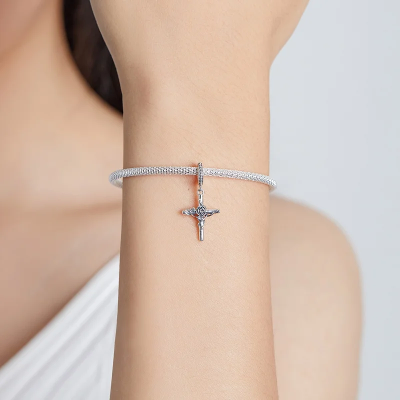 (imagem para) Pandora Style Rose Cross Dangle - BSC526 - Visualizar 5