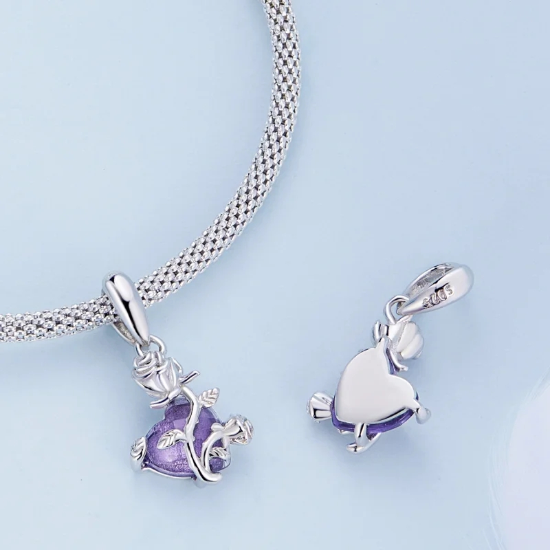 (imagem para) Pandora Style Rose Heart Dangle - BSC661 - Visualizar 4