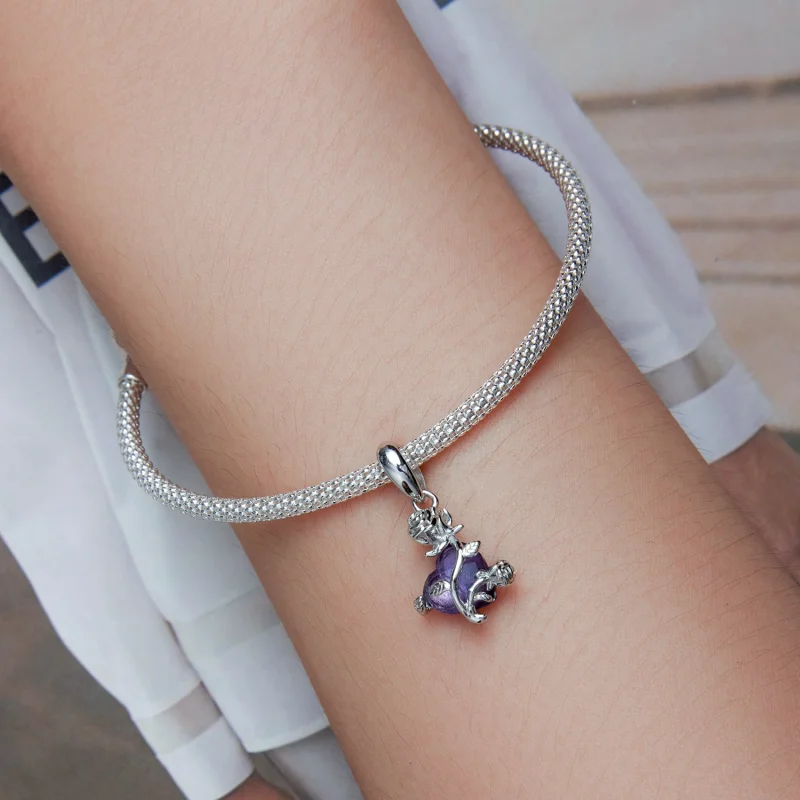 (imagem para) Pandora Style Rose Heart Dangle - BSC661 - Visualizar 5