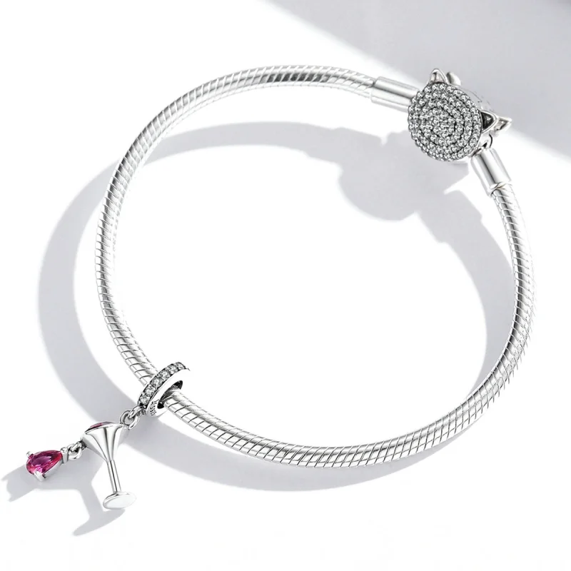 (imagem para) Pandora Style Shaken Wine Glass Dangle - SCC1997 - Visualizar 3