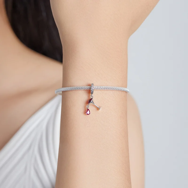 (imagem para) Pandora Style Shaken Wine Glass Dangle - SCC1997 - Visualizar 5