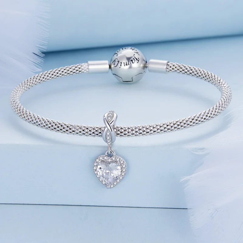 (imagem para) Pandora Style Shining Heart Dangle - BSC663 - Visualizar 3