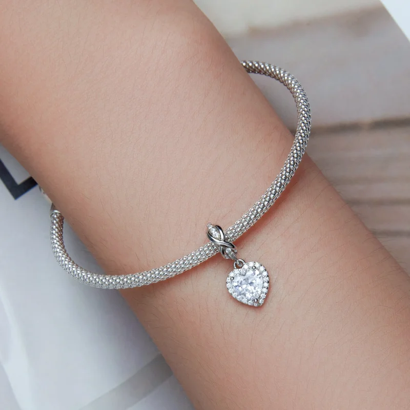 (imagem para) Pandora Style Shining Heart Dangle - BSC663 - Visualizar 5