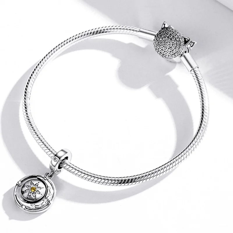 (imagem para) Pandora Style Stars and Moon Flow Dangle - BSC477 - Visualizar 3