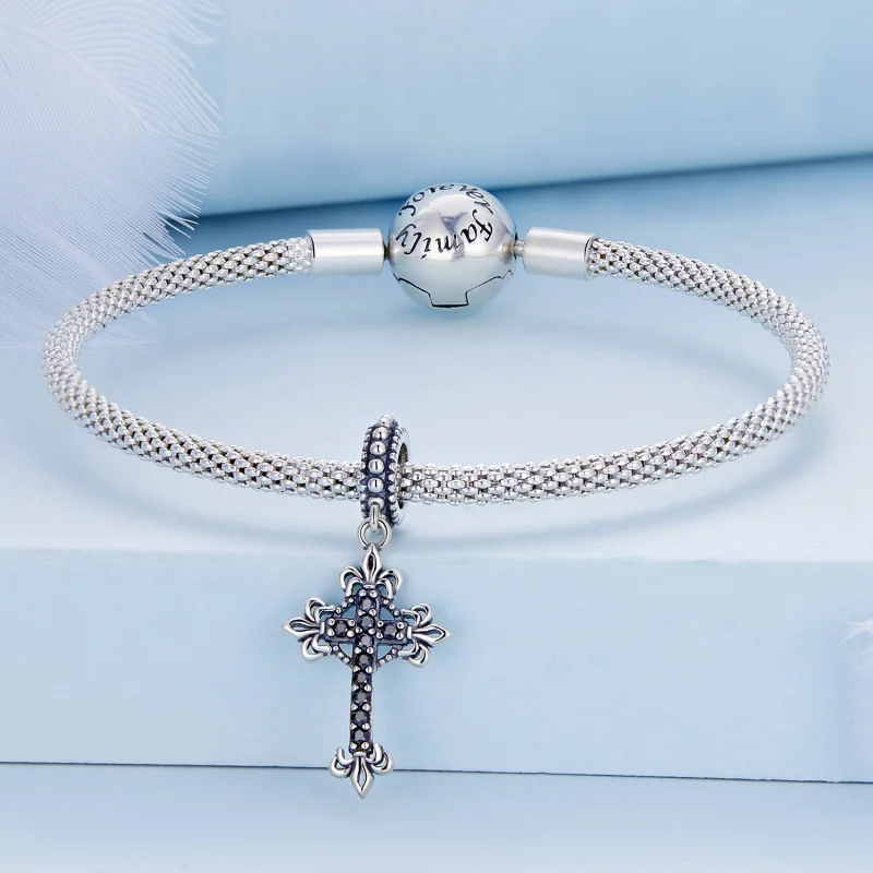 (imagem para) Pandora Style Vintage Cross Dangle - BSC669 - Visualizar 3