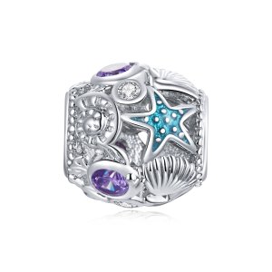Charm Estrela-do-mar e Concha estilo Pandora - SCC1805 Charm Estrela-do-mar e Concha estilo Pandora - SCC1805