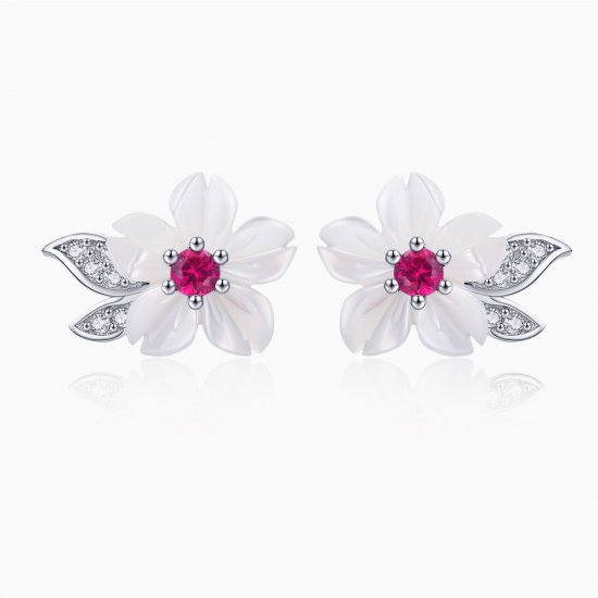 Brincos Petit Flor de cerejeira estilo Pandora - BSE055  Clique na imagem para fechar