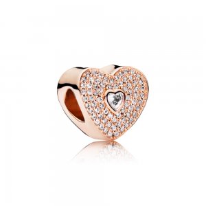 Charm PANDORA Rosê Elegante Coração - 781555CZ